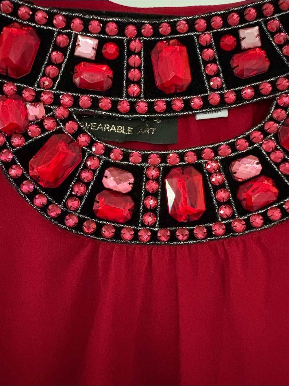 Embellished Red Women's Blouse - Long Sleeve 2x Bob Mackie - Picture 2 of 4